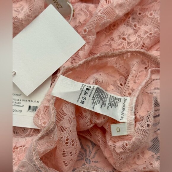 🆕 ZIMMERMANN 🧿 NWT Lace Long Sleeve Bodysuit, Blush - Sz 0 US 4 - Picture 14 of 15